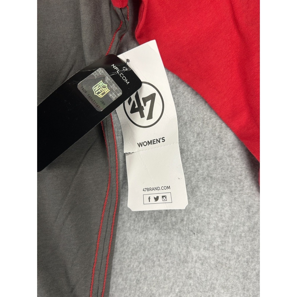 Women's '47 Brand Atlanta Falcons sz XL 3/4 Sleeve Raglan Shirt NFL NWT Gray Red - Picture 5 of 12